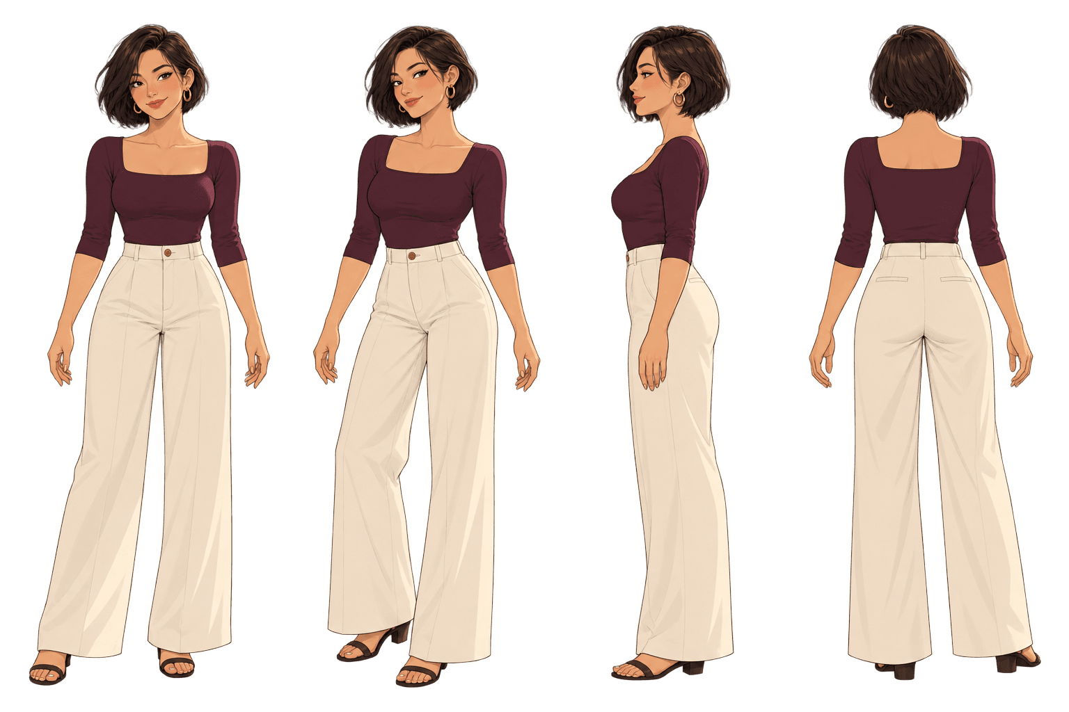 Nguyễn Minh Vy, an adult fictional character in the EZViet comedy Almost Local, in a transparent-background character turnaround